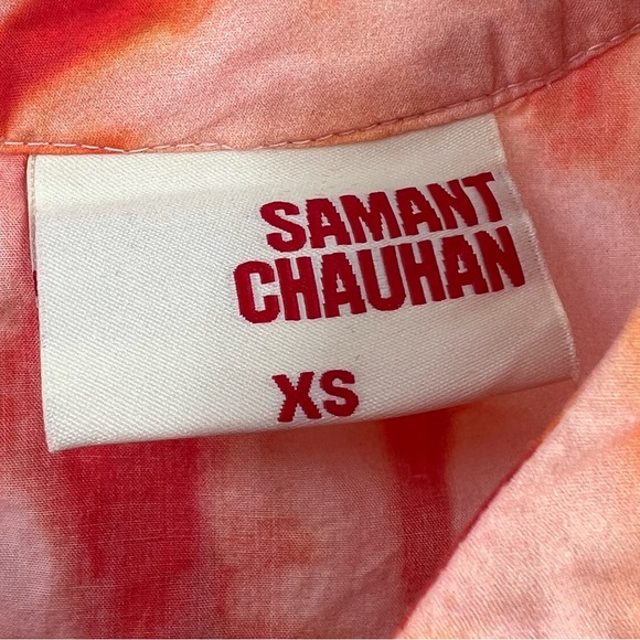 Anthropologie Samant Chauhan Emilia Ruffled Tie-Dye Blouse in Orange size XS - Picture 8 of 9